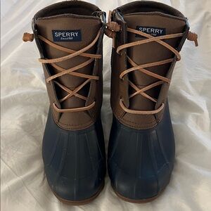 Sperry Navy and Brown Duck Boots